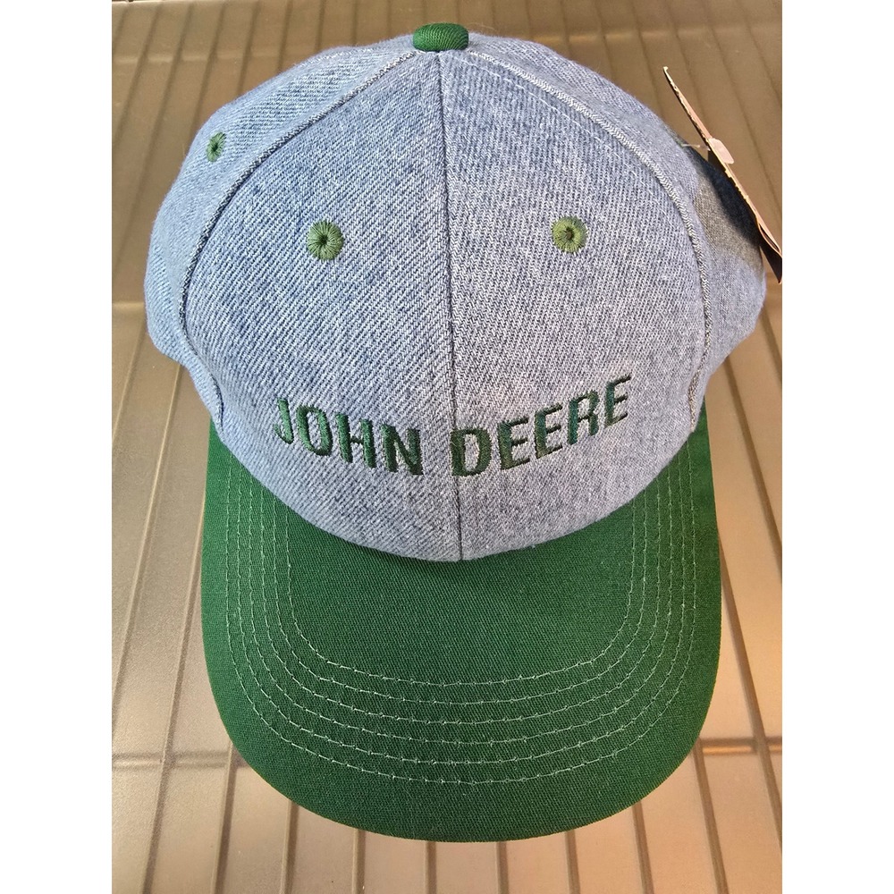 John Deere Mens Baseball Cap Denim Blue Green Embroidered Logo Licensed Product